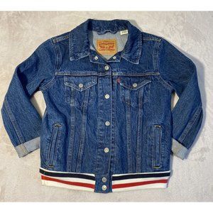 Womens Levi's Jeans Jacket Denim Blue Size Small  Button Up Banded